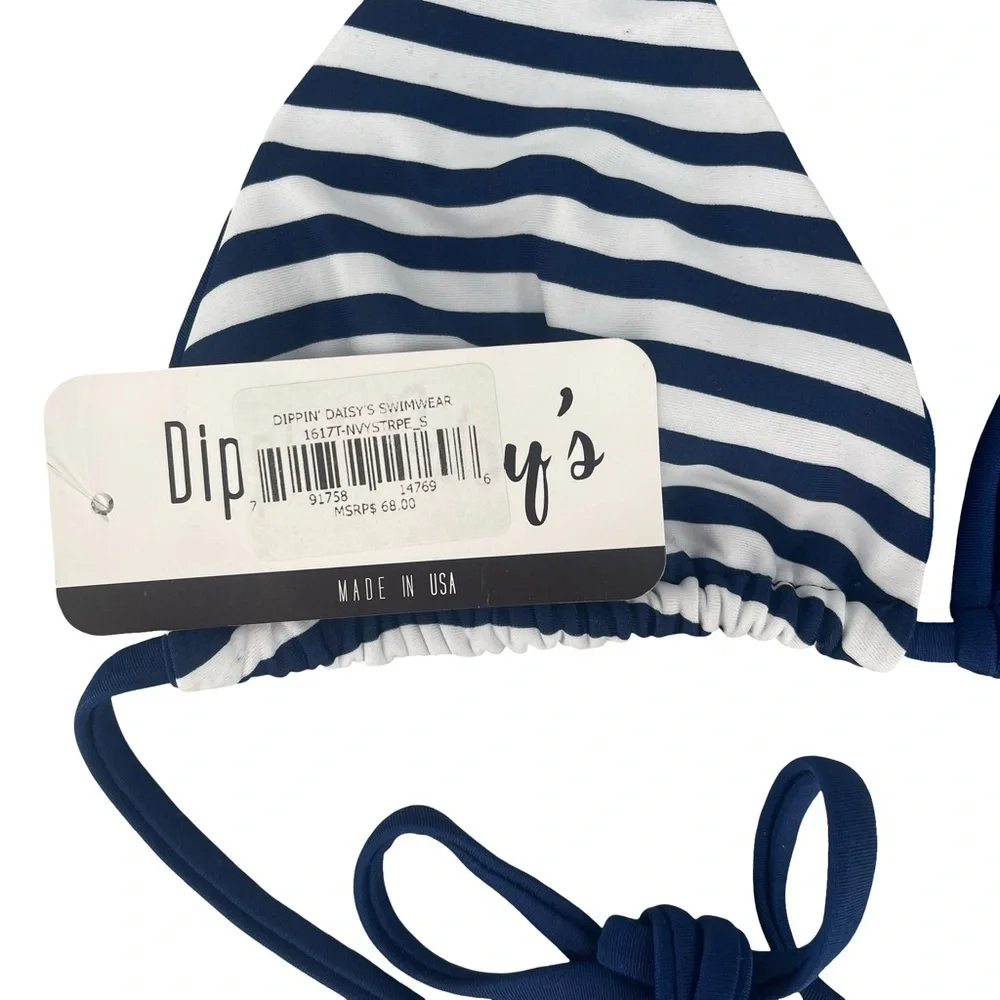 ✨NWT Dippin' Daisy's Navy and White Striped Bikini Top Small